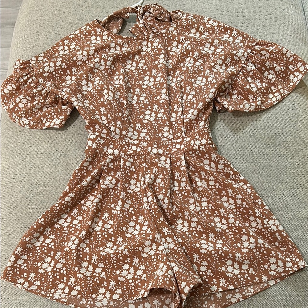 Top shop Floral Brown Romper